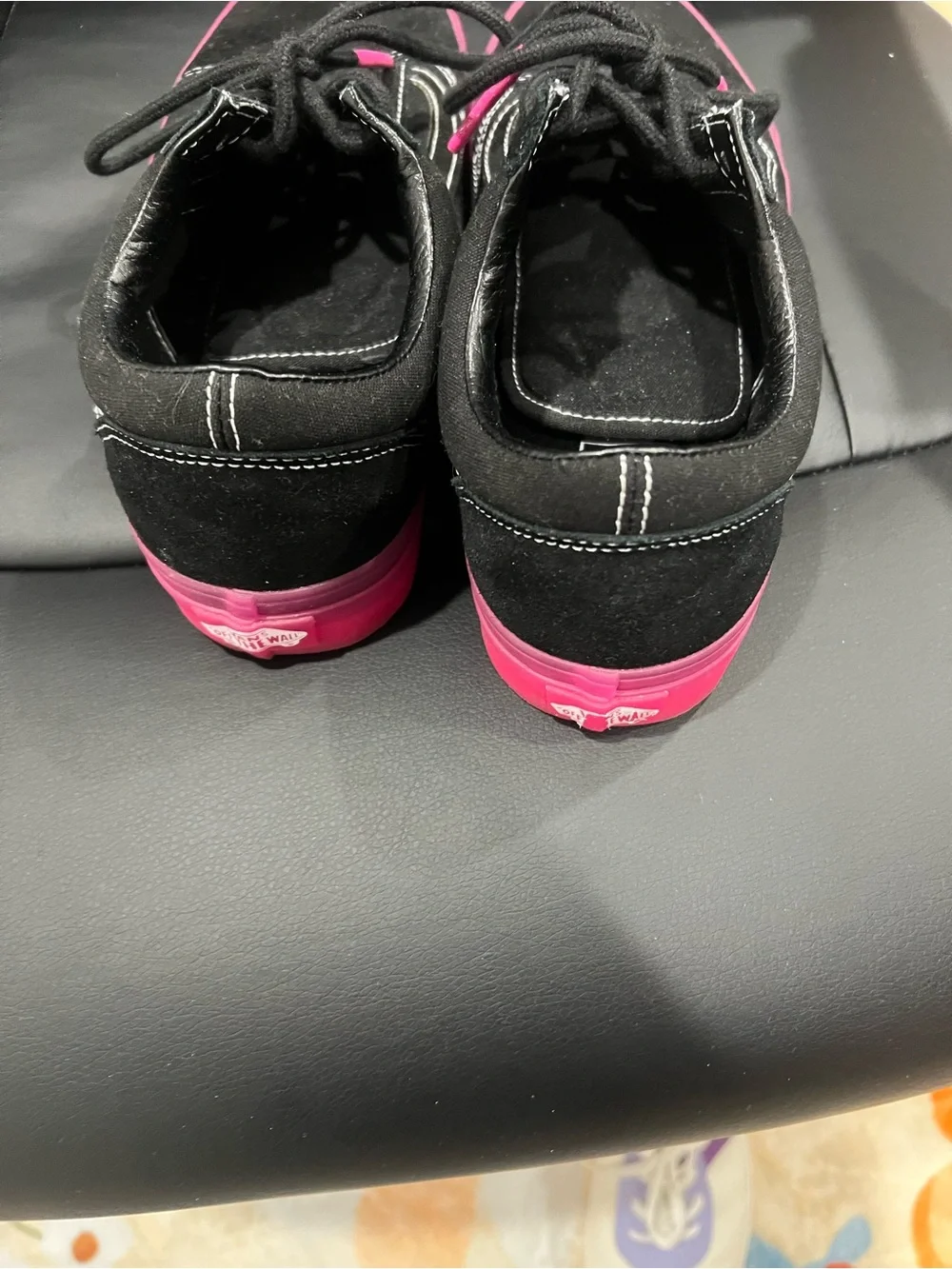 Vans Women’s Black Suede Sneakers with Pink Rubber Sole